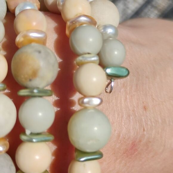 Large Wrap Bracelet Delicate Pearl Natural Stone's Handmade Original - Picture 4 of 10